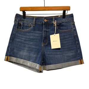 KanCan, NWT, Jean Shorts, Rolled Cuff, Stretchy, Dark Denim W/ White Wash, W11 2